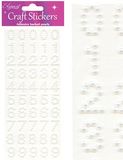 Eleganza Craft Stickers Pearl Numbers White No.01 - Craft